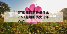 st船舶的前身是什么？st船舶的历史沿革介绍