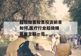 超级细菌股票投资前景如何,医疗行业超级细菌概念股一览