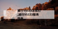 建行95533怎么打,建行95533服务指南