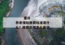 
       重庆养老保险缴费标准是什么？缴费年限怎么查询？
     