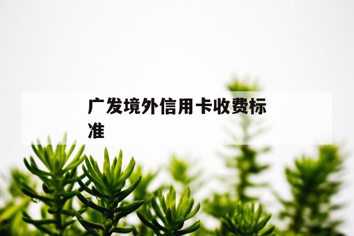 广发境外信用卡收费标准 第1张 广发境外信用卡收费标准 第1张