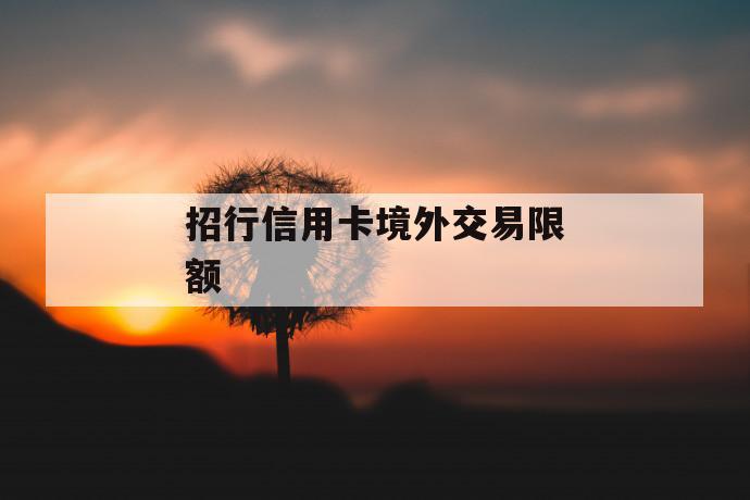 招行信用卡境外交易限额 第1张 招行信用卡境外交易限额 第1张
