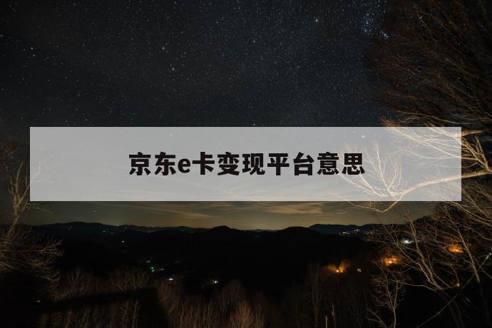 京东e卡变现平台意思 第1张
