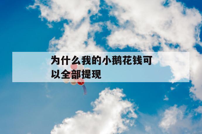 为什么我的小鹅花钱可以全部提现 第1张 为什么我的小鹅花钱可以全部提现 第1张