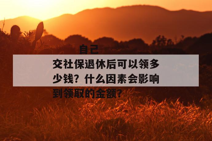 自己交社保退休后可以领多少钱?什么因素会影响到领取的金额?
第1张
自己交社保退休后可以领多少钱?什么因素会影响到领取的金额?
第1张