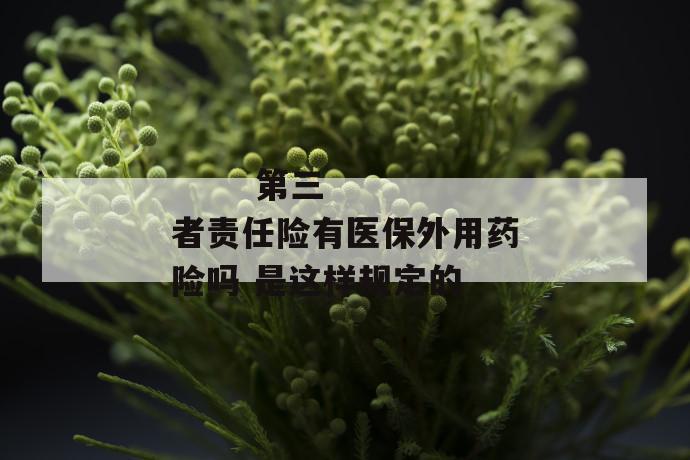 第三者责任险有医保外用药险吗 是这样规定的
第1张
第三者责任险有医保外用药险吗 是这样规定的
第1张