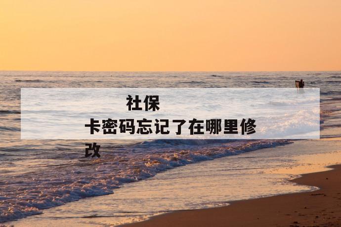 社保卡密码忘记了在哪里修改
第1张
社保卡密码忘记了在哪里修改
第1张