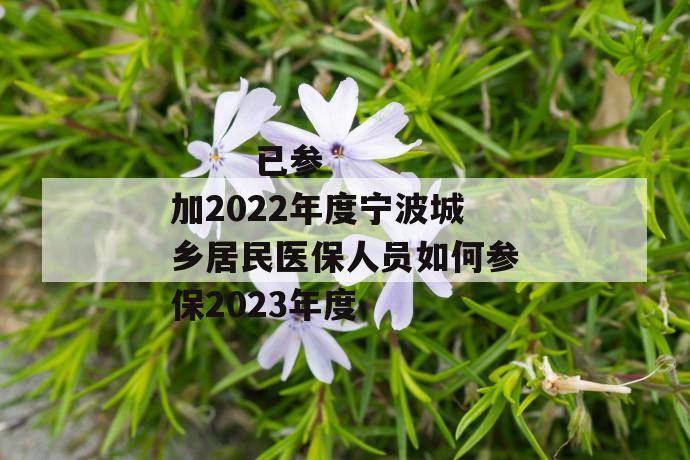 已参加2022年度宁波城乡居民医保人员如何参保2023年度
第1张
已参加2022年度宁波城乡居民医保人员如何参保2023年度
第1张