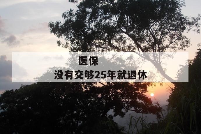 医保没有交够25年就退休怎么办
第1张
医保没有交够25年就退休怎么办
第1张