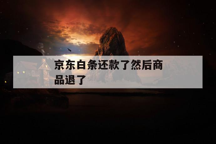京东白条还款了然后商品退了 第1张 京东白条还款了然后商品退了 第1张