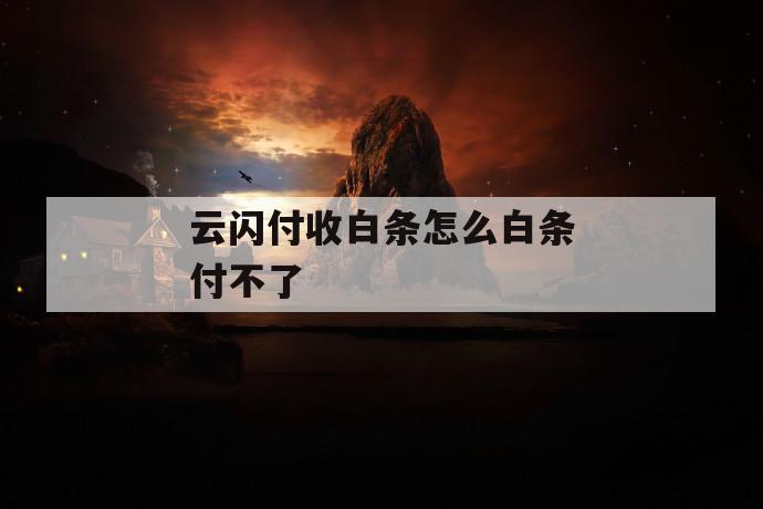 云闪付收白条怎么白条付不了 第1张 云闪付收白条怎么白条付不了 第1张
