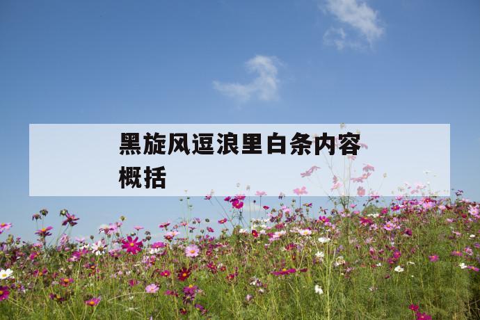 黑旋风逗浪里白条内容概括 第1张 黑旋风逗浪里白条内容概括 第1张