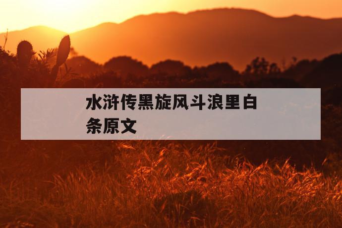 水浒传黑旋风斗浪里白条原文 第1张 水浒传黑旋风斗浪里白条原文 第1张
