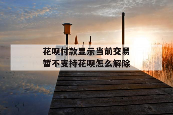 花呗付款显示当前交易暂不支持花呗怎么解除 第1张 花呗付款显示当前交易暂不支持花呗怎么解除 第1张