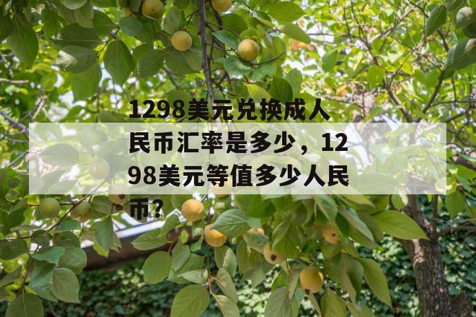 1298美元兑换成人民币汇率是多少,1298美元等值多少人民币? 第1张 1298美元兑换成人民币汇率是多少,1298美元等值多少人民币? 第1张