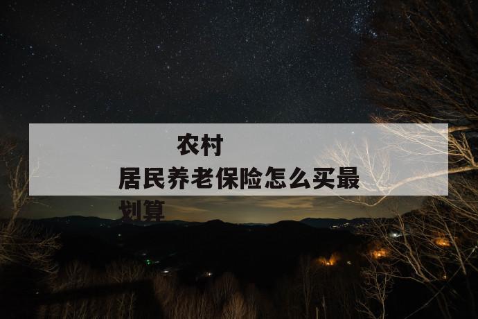 农村居民养老保险怎么买最划算
农村居民养老保险怎么买最划算