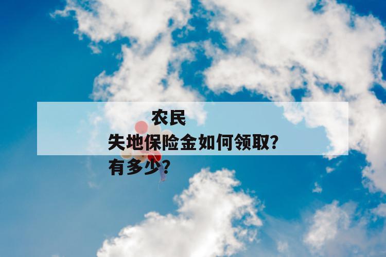 农民失地保险金如何领取?有多少?
农民失地保险金如何领取?有多少?
