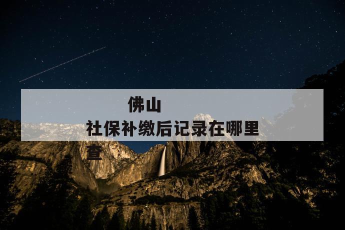 佛山社保补缴后记录在哪里查
佛山社保补缴后记录在哪里查