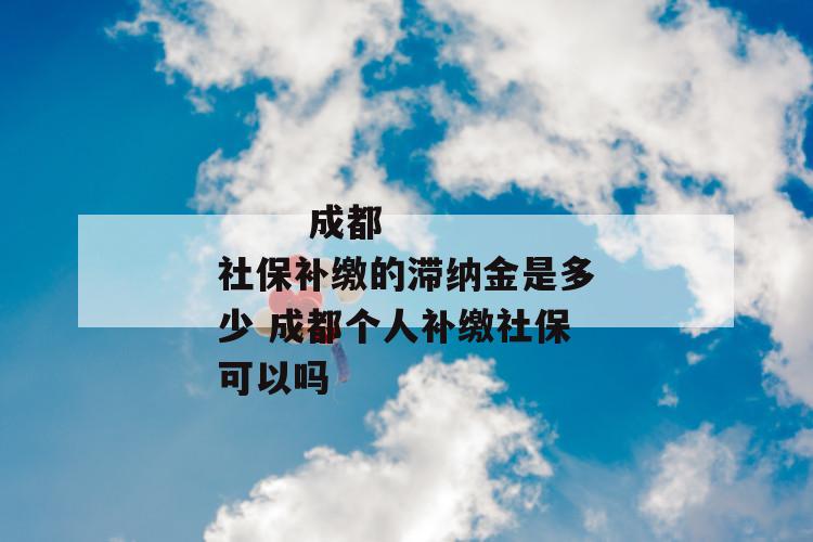 成都社保补缴的滞纳金是多少 成都个人补缴社保可以吗
成都社保补缴的滞纳金是多少 成都个人补缴社保可以吗