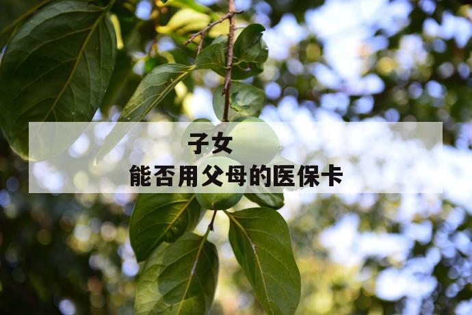 子女能否用父母的医保卡
子女能否用父母的医保卡