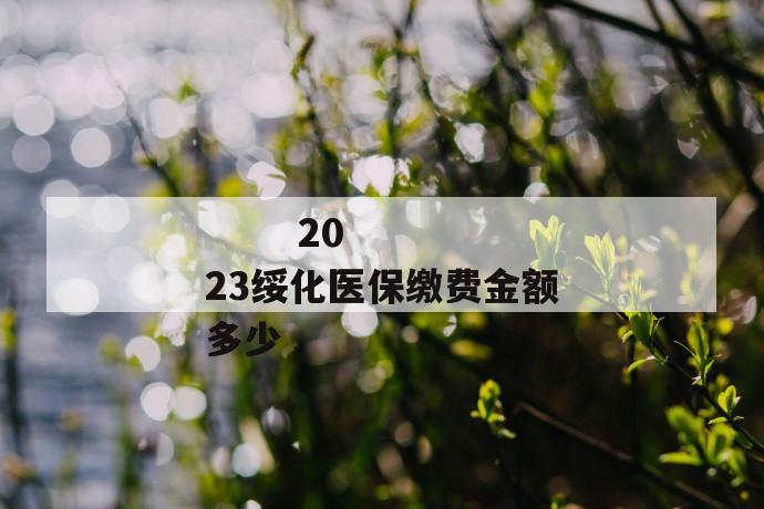 2023绥化医保缴费金额多少
2023绥化医保缴费金额多少