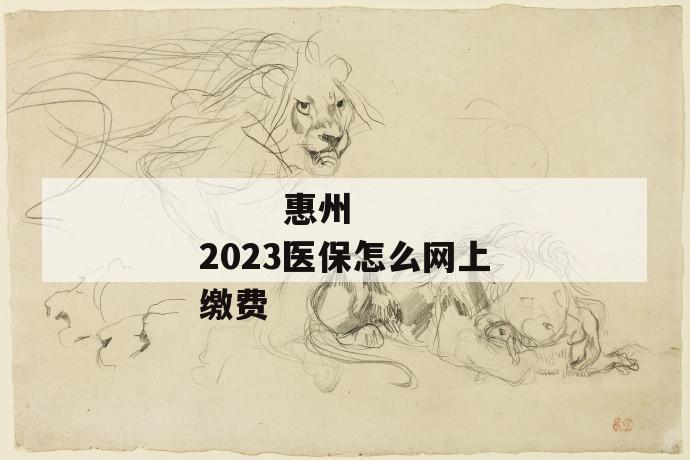 惠州2023医保怎么网上缴费
惠州2023医保怎么网上缴费